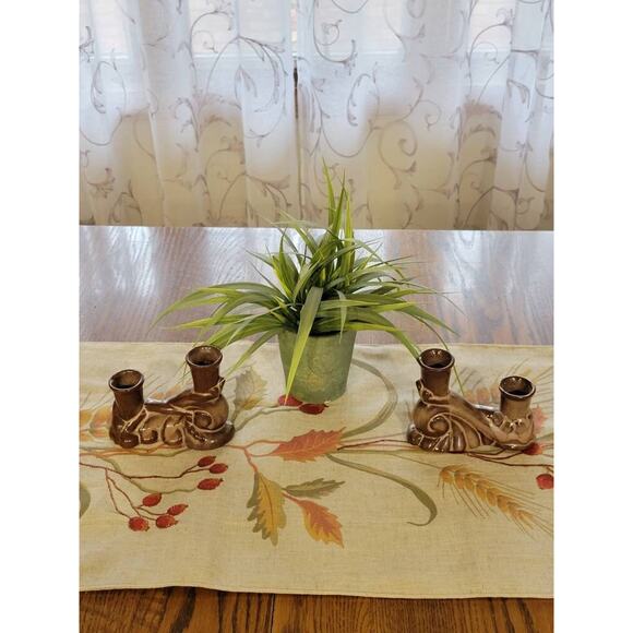 2 Vintage Frankoma Candle Holders 304 Double Candlesticks, Plainsman Brown - Picture 1 of 6